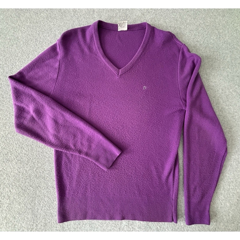 Pierre Cardin Vintage Long Sleeve Jumper Sweater - Purple- Men's Large V Neck‎